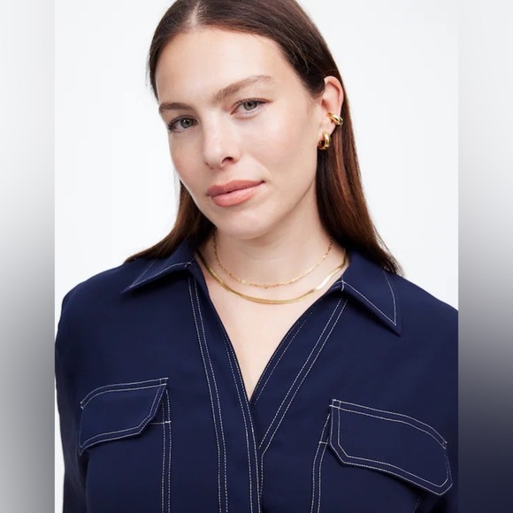 Madewell Contrast-Stitch Popover Shirt XS - Picture 5 of 5